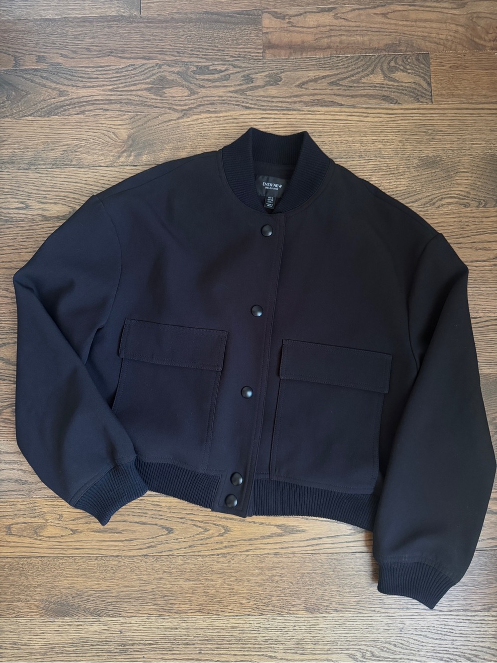 Ever New Black Cropped Bomber Jacket Size 4
